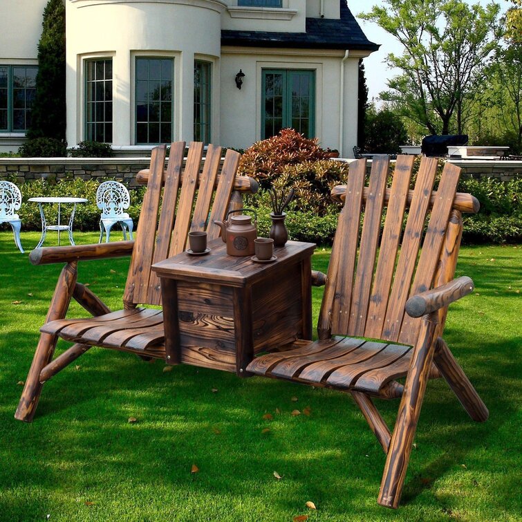 Double adirondack chair with best sale center table